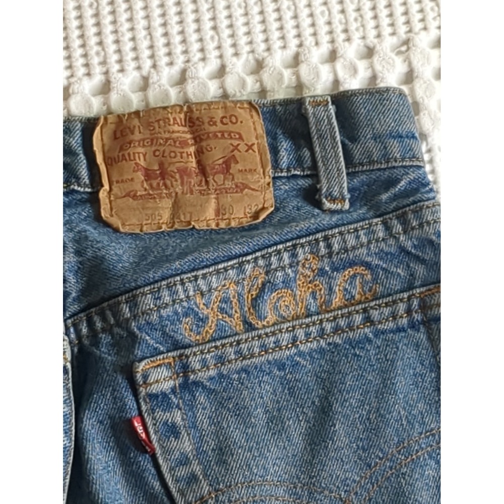 VTG Levi's 505xx USA Made Aloha Jeans Straight Leg Sz 30 Blue 28X30